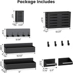 Magnetic Spice Rack for Refrigerator,6 Pack Magnetic Shelf,Fridge Magnet Organizer with Paper Towel Holder,Utensils Racks,Hook Rack,Deepened Basket,Fridge Organizers and Storage Black(6 Pack)