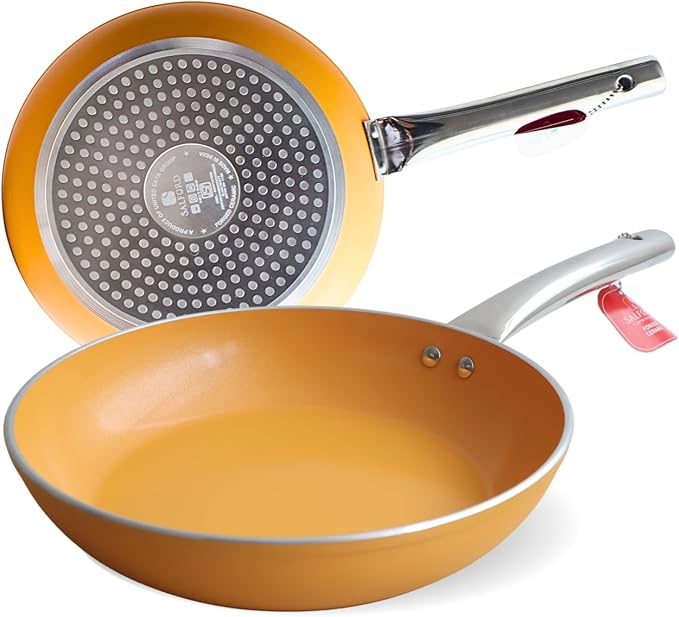 SALFORD 9.7 Inch Nonstick Frying Pan - Ceramic Forged Skillet for Egg Omelet & Pancakes with Bakelite Handle Chef Pan, Induction Compatible - PTFE, PFAS & PFOA Free