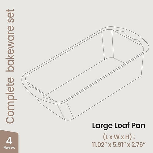 Bakken- Swiss Loaf Pan Set 4-Piece - Deluxe Nonstick Carbon Steel Bakeware for Perfect Bread and Cakes – Dishwasher Safe, Premium Pans for Home Baking