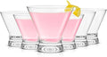 JoyJolt Afina Stemless Martini Glasses Set of 6, 8.5oz Liquor Drinking Glasses for Cocktail and Margarita, Bar Glass Cups, Glass Dessert Cups