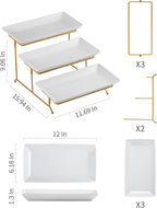 YHOSSEUN Large 3 Tier Serving Tray with Serving Stand, Serving Dishes for Entertaining, Tiered Serving Tray for Valentines Day, Suitable for Dessert Table Display Set Catering Supplies, 12 inch Gold