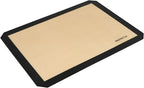 Restaurantware Baking Mat Pack of 1 Non-Stick 11.8"x15.7" Silicone Half Size Baking Mat, Rectangle Reusable Durable Oven-Friendly Anti-Slip Sheet for Kneading Rolling Shaping Dough, Tan and Black