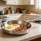 Tri-ply Stainless Steel Frying Pan 12 Inch with Lid Large Skillet for Chef's Cooking Pan Induction Oven Dishwasher Safe, Compatible with All Cooktops with Kitchen Tongs(Detachable Handle)