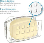 iDesign BPA-Free Plastic Sponge Holder for Kitchen Sink with Suction Cups, Ideal for Kitchen Sinks and Bathroom Organization, 3.75" x 2" x 2", Clear