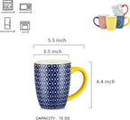 Selamica Ceramic Coffee Mugs Set of 4, 16 OZ Coffee Mug with Handle, Large Coffee Cups for Cappuccino, Tea, Mocha, Cocoa, Dishwasher Microwave Safe, Assorted Colors