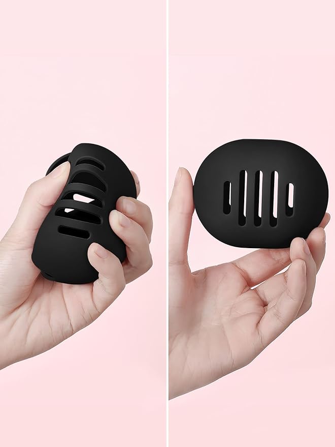 Fauxomor Makeup Sponge Holder,Double-sided 5-line Vented Silicone Beauty Make Up Blender Case for Travel,Shatterproof Make-Up Sponge Travel Case for All Sponges Reuse Easy Carry,Black