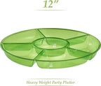 Plasticpro 6 Sectional Round Plastic Serving Tray/Platter (4, Green)