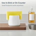 ONEMORE Ceramic Sponge Holder for Kitchen Sink, Kitchen Sink Organizer with Drain, Dish Sponge and Soap Holder for Sink Counter, Cute Corner Ceramic Sponge Holder, In Sink Sponge Storage, White