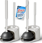 FORASTO 2Pack 2 in 1 Toilet Plunger and Brush Set,Extended Handle Plunger,Toilet Bowl Brush Plunger Set,Bathroom Cleaning Tools,Cleaning Brush,Toilet Brush Plunger Combo,Cream Grey（21inch）