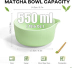 Traditional Matcha Tea Set, 8-Piece Complete Matcha Kit Set with Chawan Ceramic Bowl with Spout, Bamboo Whisk and Holder, Scoop, Sifter, Tea Towel Cloth and Mat - Ceremonial Matcha Bowl Set