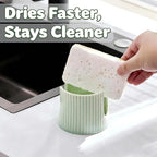 Ceramic Sponge Holder for Kitchen Sink, Quick Dry Sink Caddy Organizer with Non-Slip Base, Farmhouse Sponge and Brush Holder for Countertop, Bathroom or Kitchen, Vintage Green