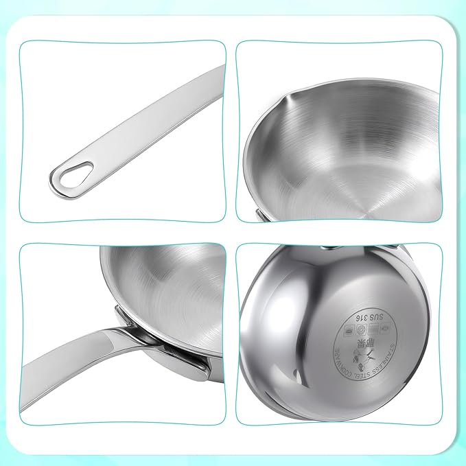 5.1-Inch Mini Egg Pan Stainless Steel Mini Sauce Pan Omelet Frying Pan with Spout for Home Kitchen Restaurant