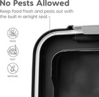 IRIS USA Airtight Dog Food Storage Container, Up to 38 lbs, Attachable Wheels, For Dog Cat Bird and Other Pet Food Storage Bin, Keep Fresh, Translucent Body, Easy Mobility, Black