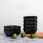 DELLING 3 Oz Porcelain Dip Bowls Set of 6, Black Ceramic Dipping Sauce Bowls - Small Bowls for Charcuterie Board Accessories, Soy Sauce Dish, Condiment Cups for BBQ Party, Dishwasher Safe