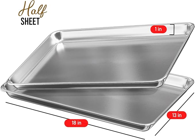 Eatex Aluminum Baking Sheet Set, 6 Pack Cookie Sheet Set, 18” x 13” Steel Baking Pan Set, Quality Cookie Sheets for Baking Nonstick, Half Sheet Baking Pans Set, Baking Sheets for Oven, Half Sheet Pan