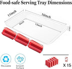 SUT 6-Pack Clear Serving Trays for Entertaining-16 x 11" Serving Platters for Snacks, Fruit, Cookies, Dessert, Reusable Plastic Trays for Serving Food and Party Organization in Kitchen & for Parties