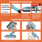 Long Handled Scrub Brush for Shower,3-in-1 Cleaning Brushes with 3 Different Function Cleaning Heads Brush for Shower Cleaning Bathroom Kitchen Walls Tub Tile (Grey)