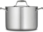 Tramontina Signature Tri-Ply Clad Stainless Steel 8-Quart Stock Pot with Lid, Induction-Ready Pasta Pot, Dishwasher-Safe, NSF-Certified, Made in Brazil