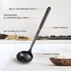 304 Stainless Steel Cooking Utensils Set, 8PCS Kitchen Utensils Set, Include Skimmer, Soup Ladle, Spaghetti Server, Wok Spatula, Slotted Spoon, Solid Spoon, Slotted Spatula Turner & Meat Fork, Black