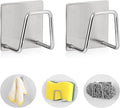 Luckyiren 2-Pack Stainless Steel Sponge Holder for Kitchen Sink - Rustproof Brushed SUS304 Sponge Caddy Organizer, Wall/Surface Mount, Drainage Design, Clutter-Free Storage