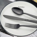 Black Silverware Set, 30 Pieces Stainless Steel Flatware Utensils, Cutlery Set Service for 6 Including Fork Spoon and Knife, Dishwasher Safe