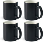 12 oz Cup Plain Gloss Black Ceramic Coffee Mug Set of 4 for Milk, Tea, Glazed Porcelain Cups with handle for Home Office, Dishwasher & Microwave Safe