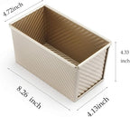 Monfish Pullman loaf Pan – loaf pan w lid - Wavy Non-Stick Toast Mold - Loaf Bread Baking Pan champagne gold (8.5x4.75x4.5)