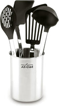 All-Clad Specialty Stainless Steel with Nylon Head Kitchen Gadgets 4 Piece Tool Set with Caddy Kitchen Tools, Kitchen Hacks Silver