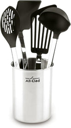 All-Clad Specialty Stainless Steel with Nylon Head Kitchen Gadgets 4 Piece Tool Set with Caddy Kitchen Tools, Kitchen Hacks Silver