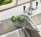 Ahyuan Roll up Dish Drying Rack Over The Sink Kitchen Roll up Sink Drying Rack Portable Dish Drainer Foldable Dish Drying Rack (Warm Gray, Triangle 16.3''X9.4'')
