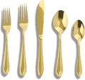 Gold Silverware Set, 30 Piece Flatware Cutlery Set for 6,18/0 Stainless Steel Utensils,Mirror Polished Modern Tableware for Home & Kitchen Dining Wedding, Party