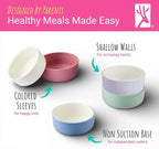 Elk and Friends Kids Porcelain Bowls with Silicone Sleeves | Suitable for Babies/Toddlers | Microwave & Dishwasher Safe | Non Slip Dinnerware | Snack Dishes | 4 Pack