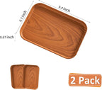 Wood Grain Plastic Serving Platters and Trays,Serving Dishes for Entertaining,Platters Serving Food,Appetizer Serving Trays for Snacks,Charcuterie,Chips,Candy,Fruit,Sushi Coffee Cosmetics Accessories
