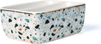 2 Compartments Ceramic Sponge Holder for Kitchen Sink, Cute Floral Countertop Dish Sponges Holder Soap Sink Organizer Farmhouse Caddy (Blue Terrazzo)