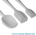 Silicone Spatula 3‑Piece Set Heat Resistant 600°F Non‑Stick Rubber Spatulas with Stainless Steel Core ALLWIN HOUSEWARE Large Spatula, Spoonula & Mini Spatula for Cooking & Baking, Light Grey