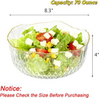 Frcctre 4 Pack 70 Ounce Small Clear Plastic Serving Bowls, 8 Inch Round Crystal Salad Mixing Bowl Disposable Plastic Catering Bowls for Party, Salad, Fruit, Snack, Chip, Popcorn