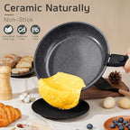 GiPP Ceramic Pots and Pans Set Non Stick, Nonstick Detachable Handle Cookware Sets, Healthy Non Toxic PFAS PFOA & PTFE Free, Dishwasher ＆Oven Safe, Induction Kitchen Pot and Pan, 17 Piece Gray