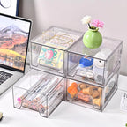 Stebopum 6 Pack Stackable Makeup Organizer, 4.4'' Tall Acrylic Bathroom Makeup Organizer and Storage Drawer with Pull-out Handle, Clear Plastic Storage Bins for Vanity,Pantry,Desk,Undersink,Kitchen
