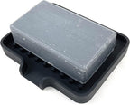 Happitasa Silicone Soap Dish Tray and Sponge Holder with Drain Chute, Pack of 2 | Bathroom and Kitchen Sink Organizer Caddy (Black, 5.2"x4", 7.2 Ounces)