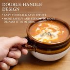 Vumdua French Onion Soup Bowls with Handles, 16 Oz Ceramic Soup Serving Bowl Crocks - Oven Safe Bowls for Chili, Beef Stew, Cereal, Pot Pies, Set of 4