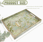 Spsyrine Serving Tray with Handles, Plastic Decorative Tray for Coffee Table, Living Room, Home Decor, Dianthus