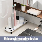 Instant Dry Sink Caddy Organizer, Stone Sink Tray with Stainless Steel Feet, Fast Drying Sponge and Soap Dispenser Holder for Kitchen and Bathroom Countertop
