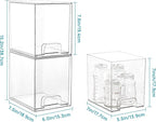 Vtopmart 7.6" H Clear Stackable Storage Drawers, 4 Pack Plastic Organizers Bins for Skincare, Cosmetics,Beauty Supplies,Ideal for Vanity, Bathroom,Kitchen Countertop,Cabinet Organization