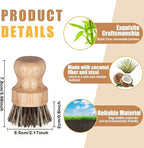 Nuenen 6 Packs Bamboo Dish Scrub Brushes Wooden Scrubbers Set Kitchen Dishwashing Scrubber with Natural Sisal Bristles for Iron Pot Pan Sink (Sisal and Coconut Palm)