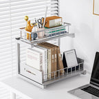 Under Sink Organizer, Heavy Duty Metal Pull Out Cabinet Organizer Slide Out Sink Shelf Organizer Height Adjustable, Multi-Purpose Storage Shelf for Kitchen Bathroom(Sliver,2Pack)