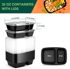 50 Pack (100-Piece) 32 oz Sturdy Leakproof 2-Compartment Meal Prep Containers with Lids, Plastic Food Storage Containers for Lunch, Microwave, Freezer, and Dishwasher Safe Takeout Containers