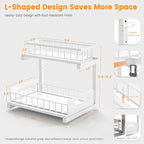 Under Sink Organizer, Heavy Duty Metal Pull Out Cabinet Organizer Slide Out Sink Shelf Organizer Height Adjustable, Multi-Purpose Storage Shelf for Kitchen Bathroom(White,2Pack)
