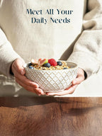 DOWAN Soup Bowls Set of 6, 26 OZ Cereal Bowls for Kitchen, 6" Ceramic Embossment Bowl for Salad, Pho, Fruits, Rice, Large Bowls Decor & Housewarming Gift, Dishwasher & Microwave Safe