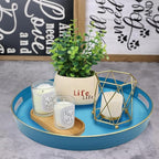 Round Serving Tray with Handles,Elegant Plastic Decorative Tray,Round Ottoman Trays Coffee Table Trays for Living Room,Home Decor 13"