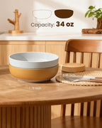 Metflavor Pasta Bowls Set of 8, 34oz Speckled Ceramic Bowls Set for Serving Salad, Pasta, Soup, Dinner, 8" Wide and Deep Bowls, Dishwasher & Microwave Safe, Matte Terracotta Base (Mixed Color)